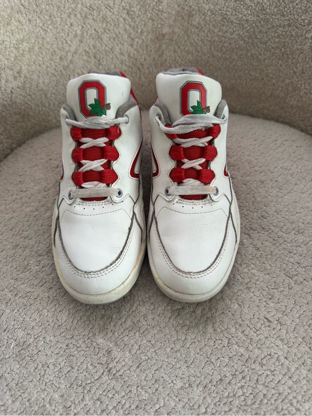 Vintage Ohio State Buckeyes OSU Women’s Size 8 Leather Sneakers White Red
